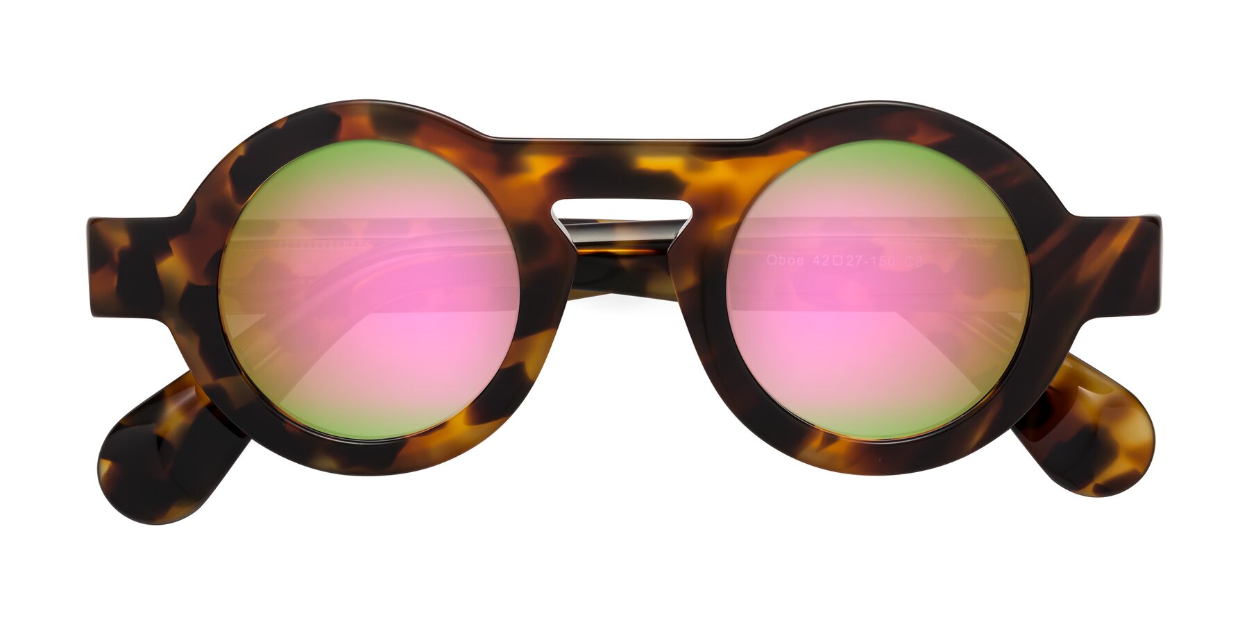 Folded Front of Oboe in Tortoise with Pink Mirrored Lenses