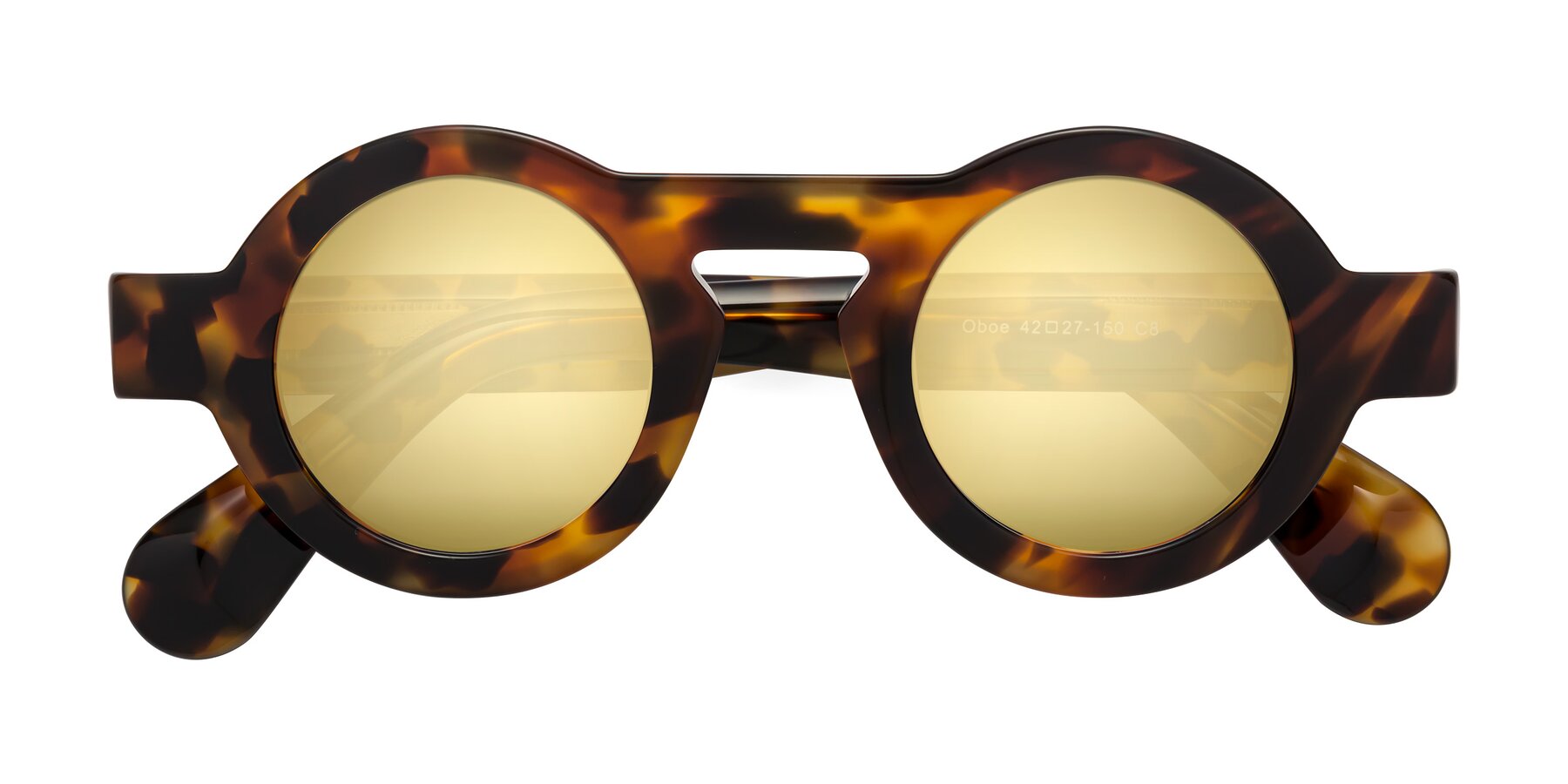 Folded Front of Oboe in Tortoise with Gold Mirrored Lenses