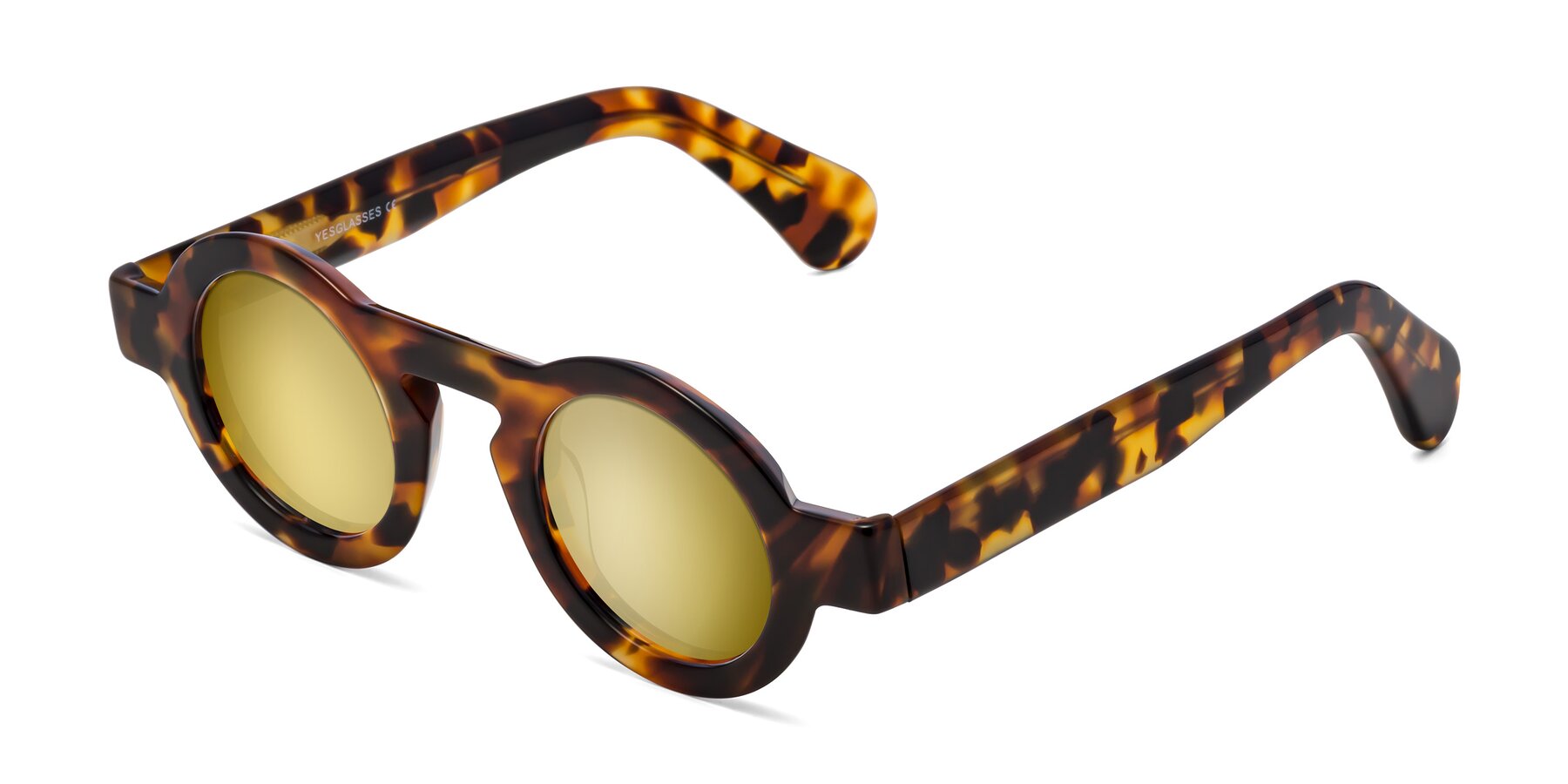 Angle of Oboe in Tortoise with Gold Mirrored Lenses