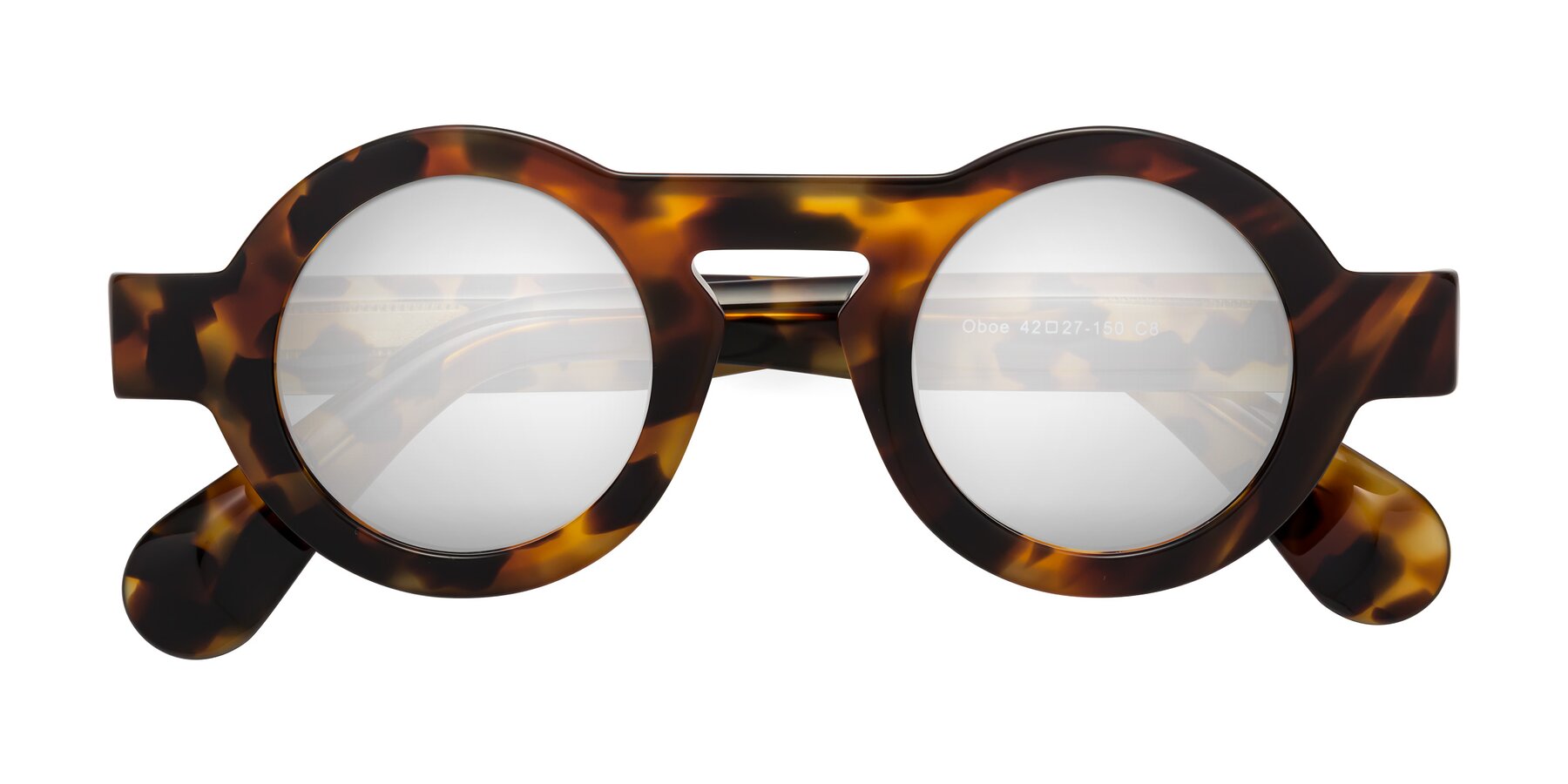 Folded Front of Oboe in Tortoise with Silver Mirrored Lenses