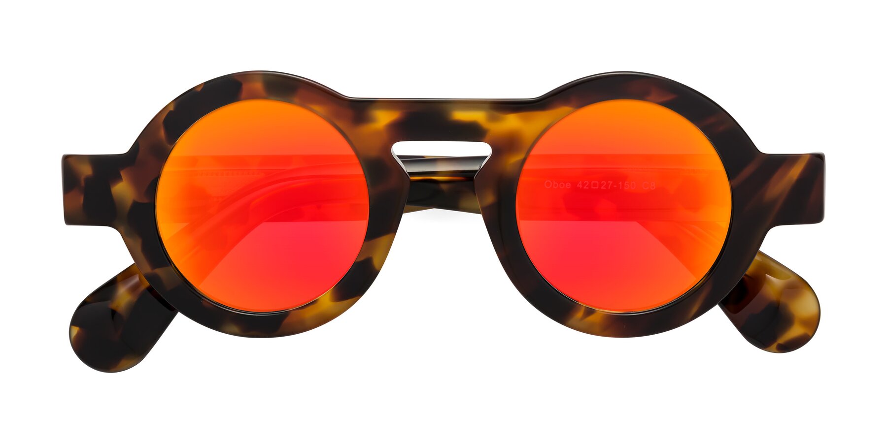 Folded Front of Oboe in Tortoise with Red Gold Mirrored Lenses