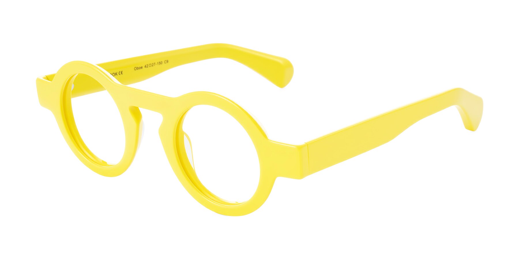 Angle of Oboe in Lemon Yellow with Clear Eyeglass Lenses