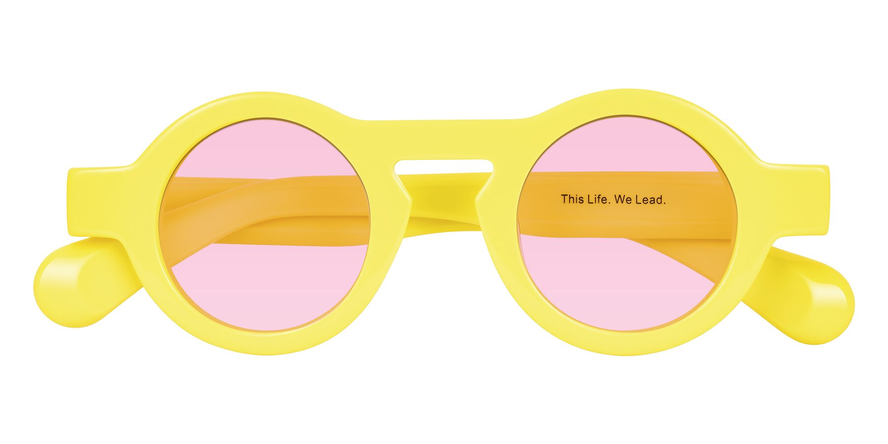 Folded Front of Oboe in Lemon Yellow with Light Pink Tinted Lenses