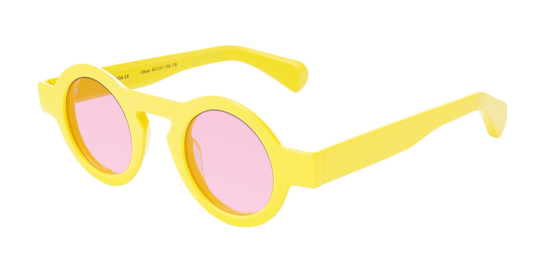 Angle of Oboe in Lemon Yellow with Light Pink Tinted Lenses