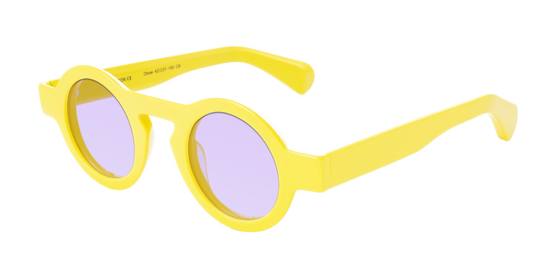 Angle of Oboe in Lemon Yellow with Light Purple Tinted Lenses