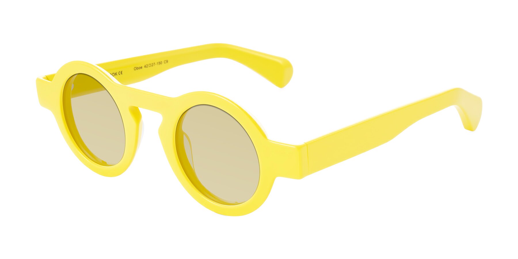 Angle of Oboe in Lemon Yellow with Light Champagne Tinted Lenses