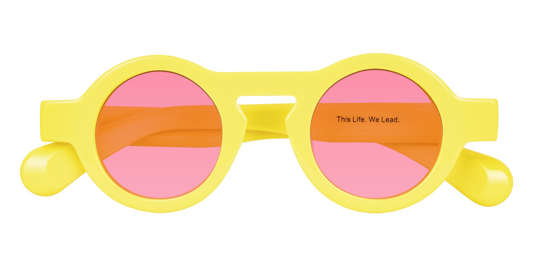 Folded Front of Oboe in Lemon Yellow with Pink Tinted Lenses