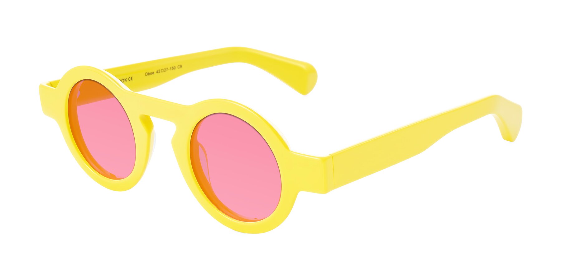 Angle of Oboe in Lemon Yellow with Pink Tinted Lenses
