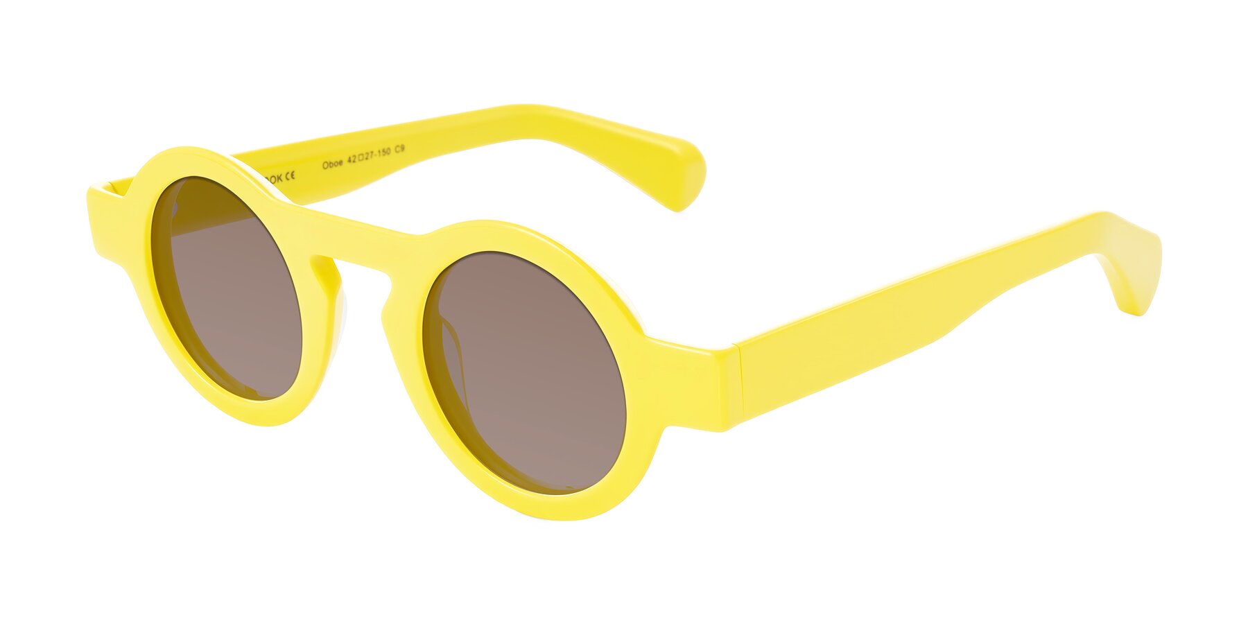 Angle of Oboe in Lemon Yellow with Medium Brown Tinted Lenses
