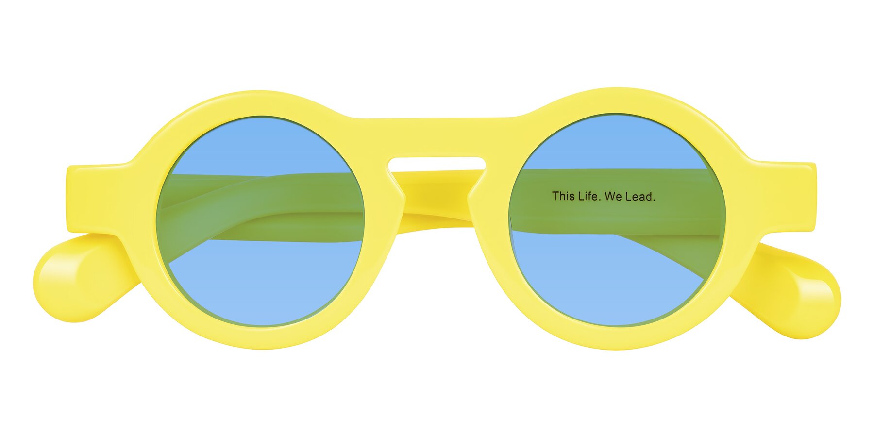Folded Front of Oboe in Lemon Yellow with Medium Blue Tinted Lenses