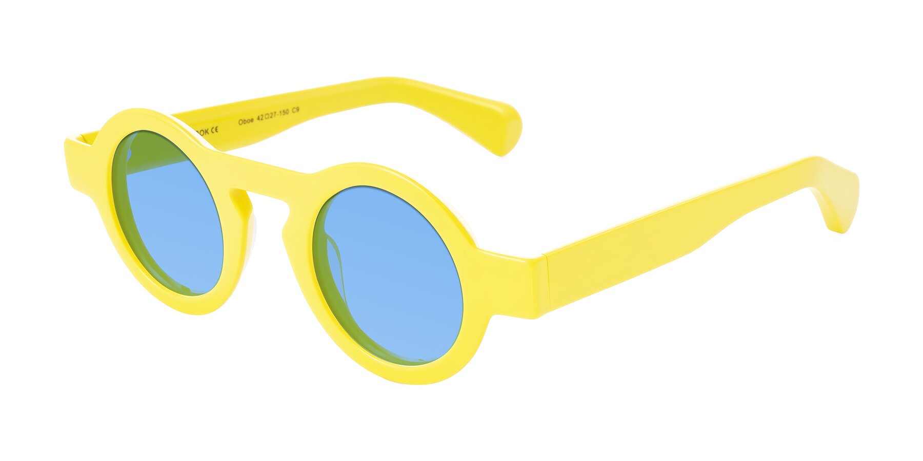Angle of Oboe in Lemon Yellow with Medium Blue Tinted Lenses