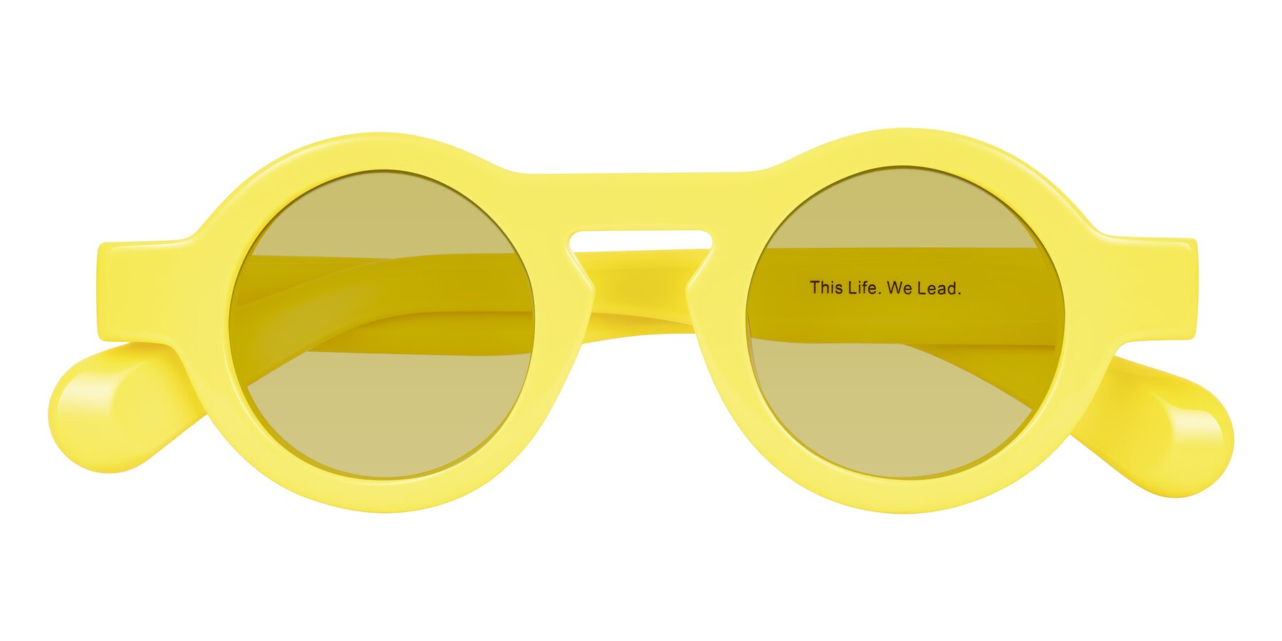 Folded Front of Oboe in Lemon Yellow with Medium Champagne Tinted Lenses