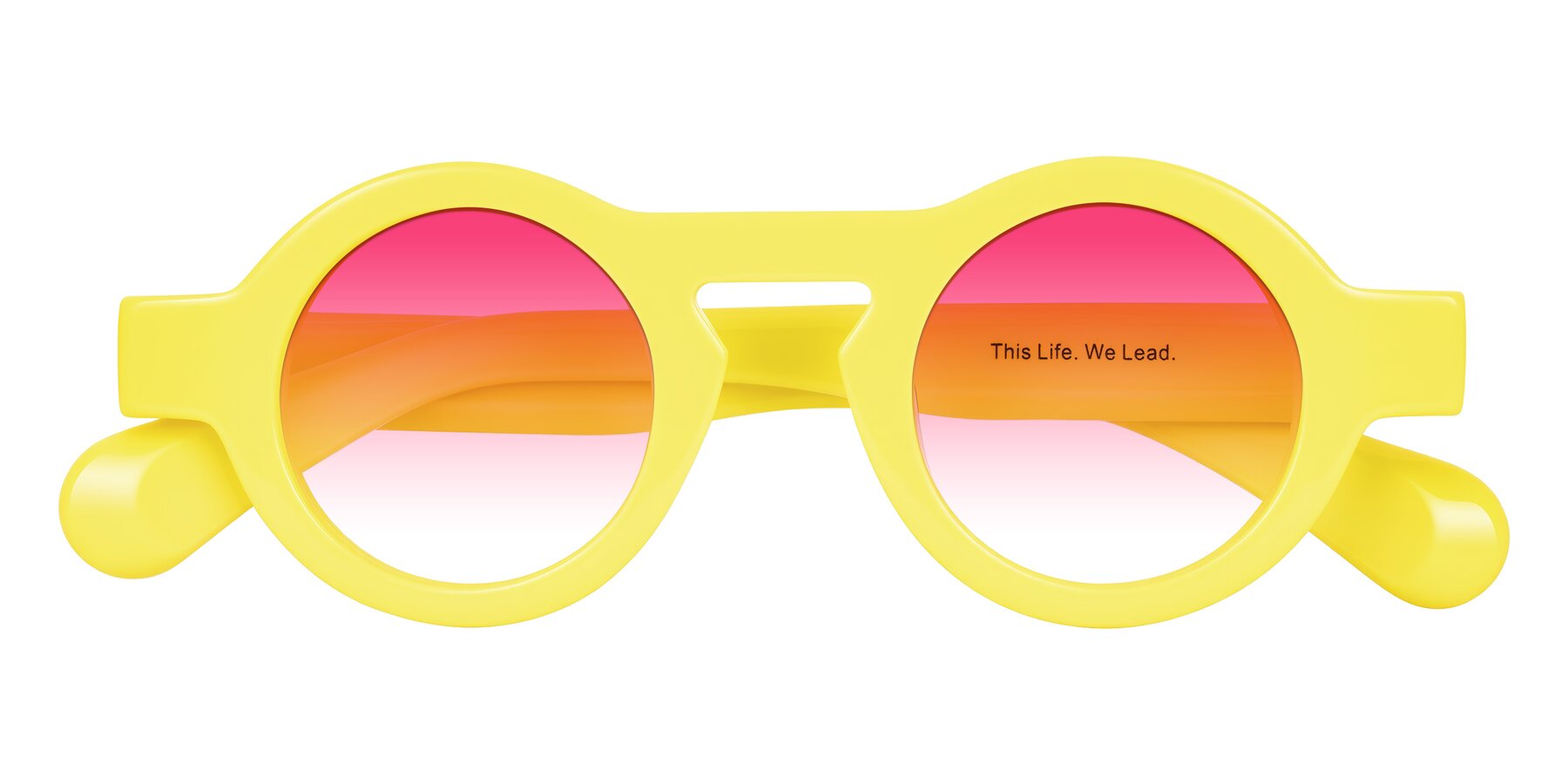 Folded Front of Oboe in Lemon Yellow with Pink Gradient Lenses