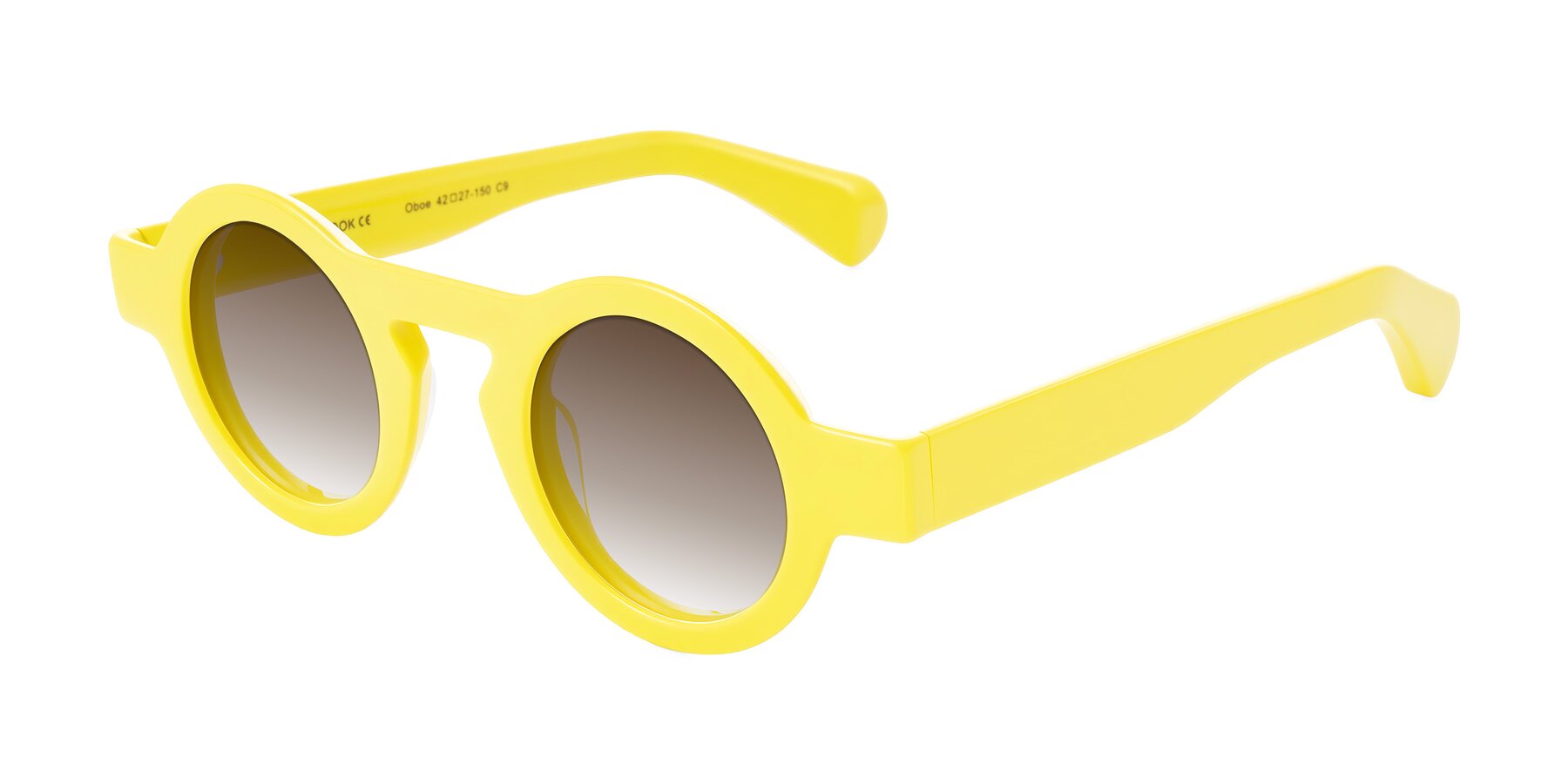 Angle of Oboe in Lemon Yellow with Brown Gradient Lenses