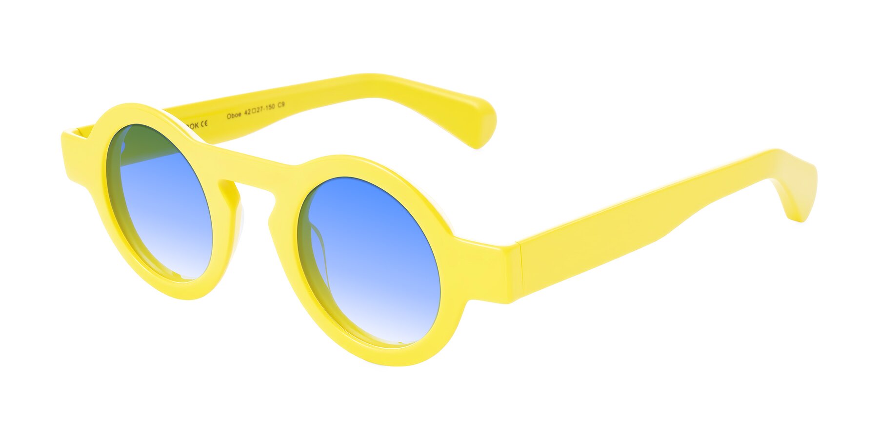 Angle of Oboe in Lemon Yellow with Blue Gradient Lenses