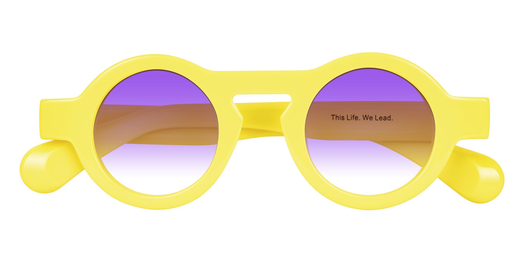 Folded Front of Oboe in Lemon Yellow with Purple Gradient Lenses