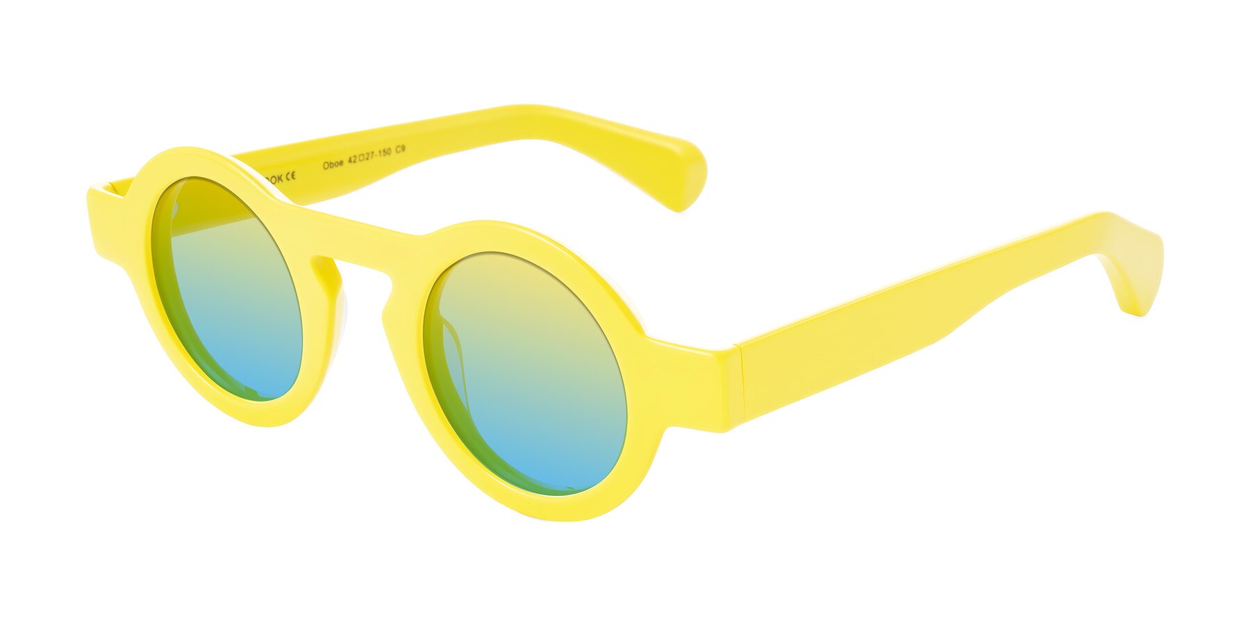 Angle of Oboe in Lemon Yellow with Yellow / Blue Gradient Lenses
