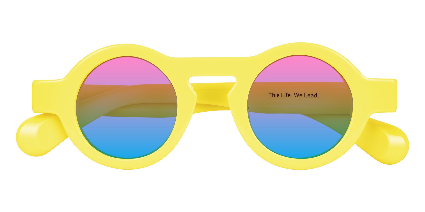 Folded Front of Oboe in Lemon Yellow with Pink / Blue Gradient Lenses