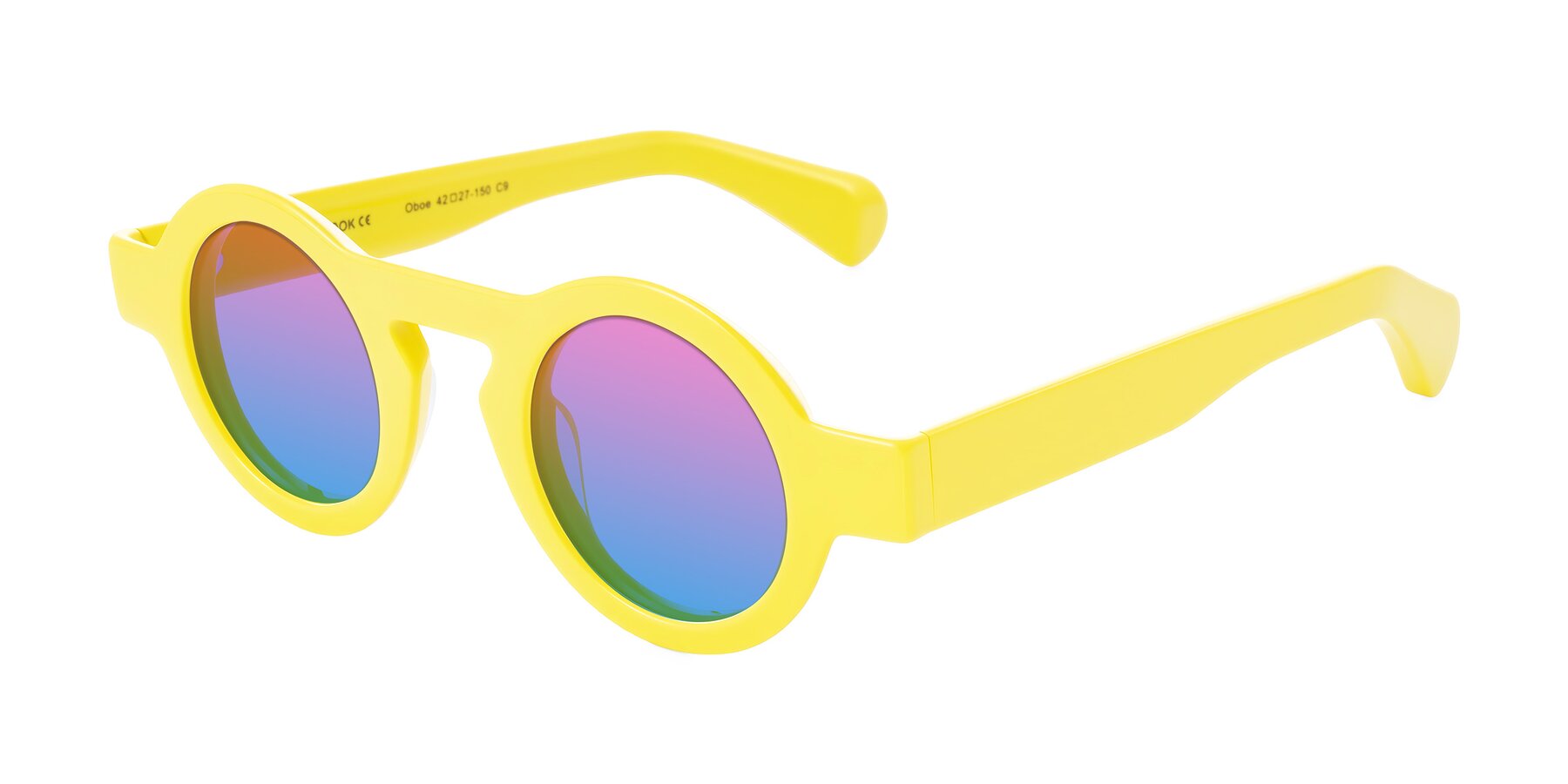 Angle of Oboe in Lemon Yellow with Pink / Blue Gradient Lenses