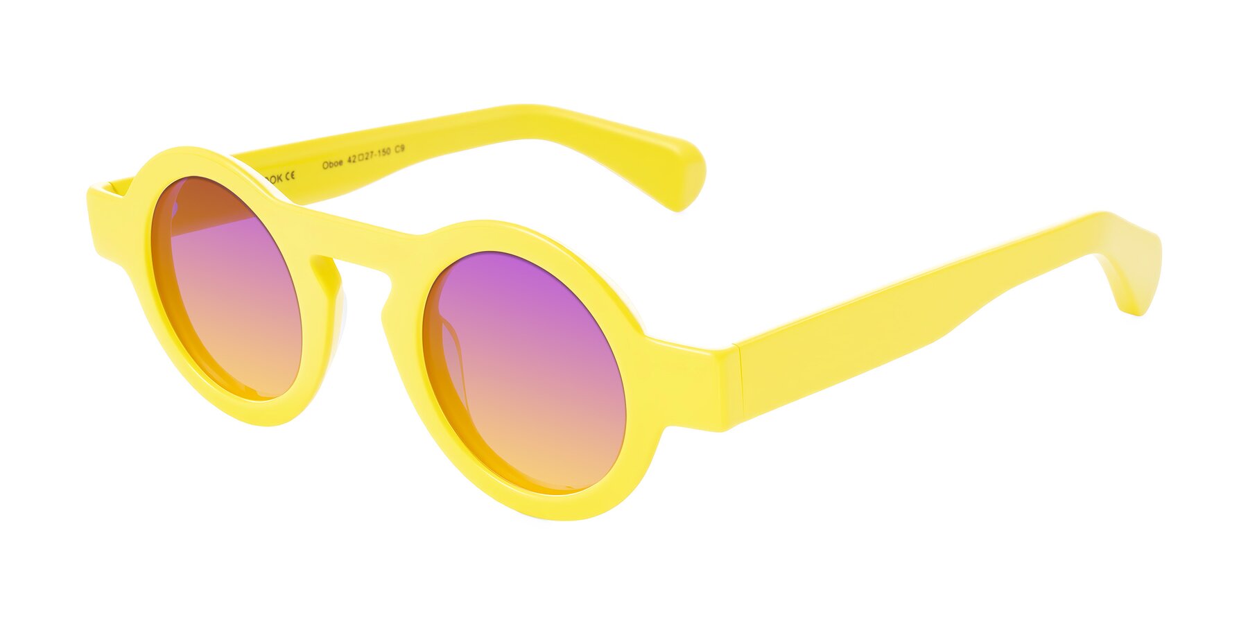 Angle of Oboe in Lemon Yellow with Purple / Yellow Gradient Lenses