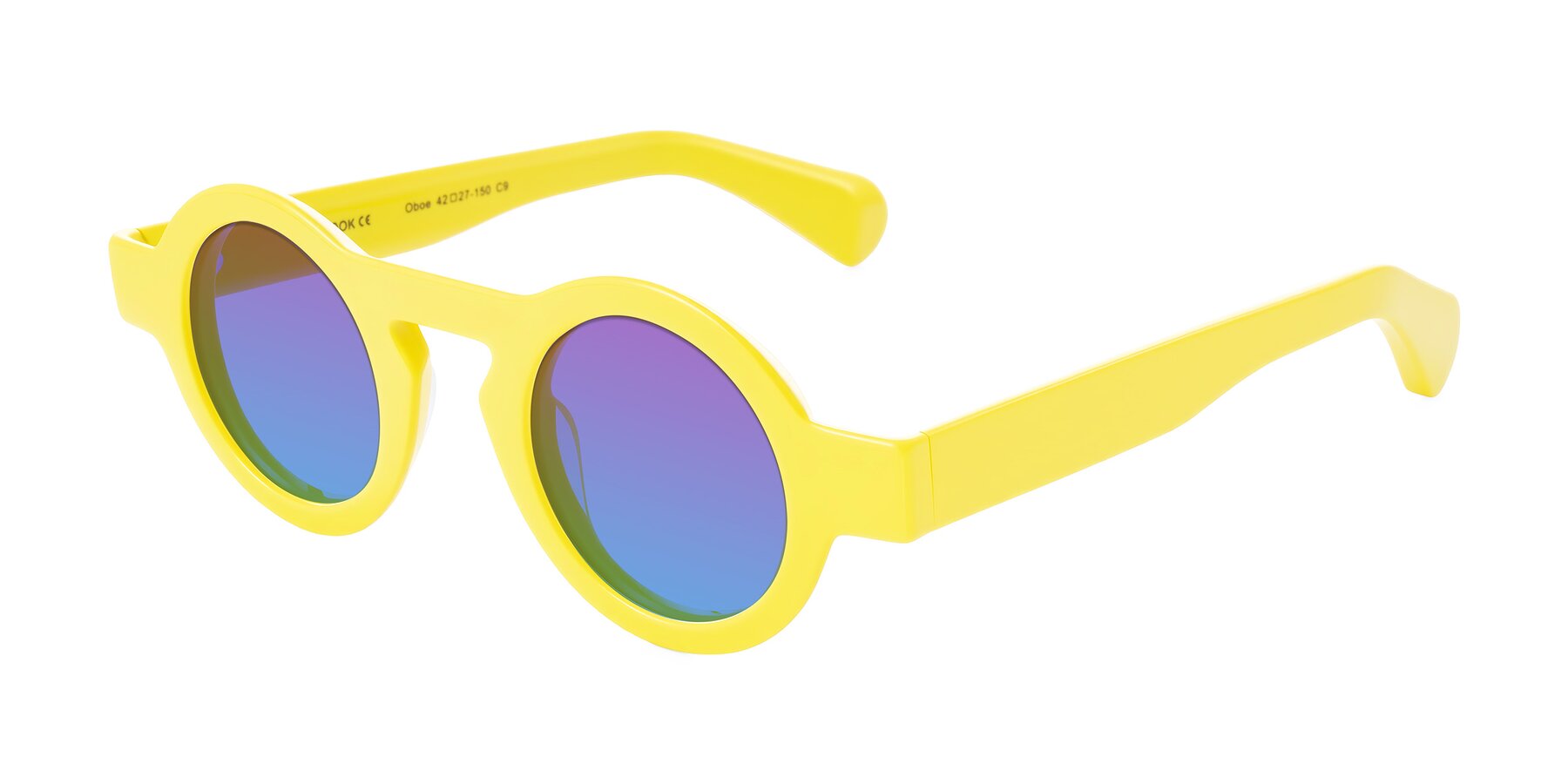Angle of Oboe in Lemon Yellow with Purple / Blue Gradient Lenses
