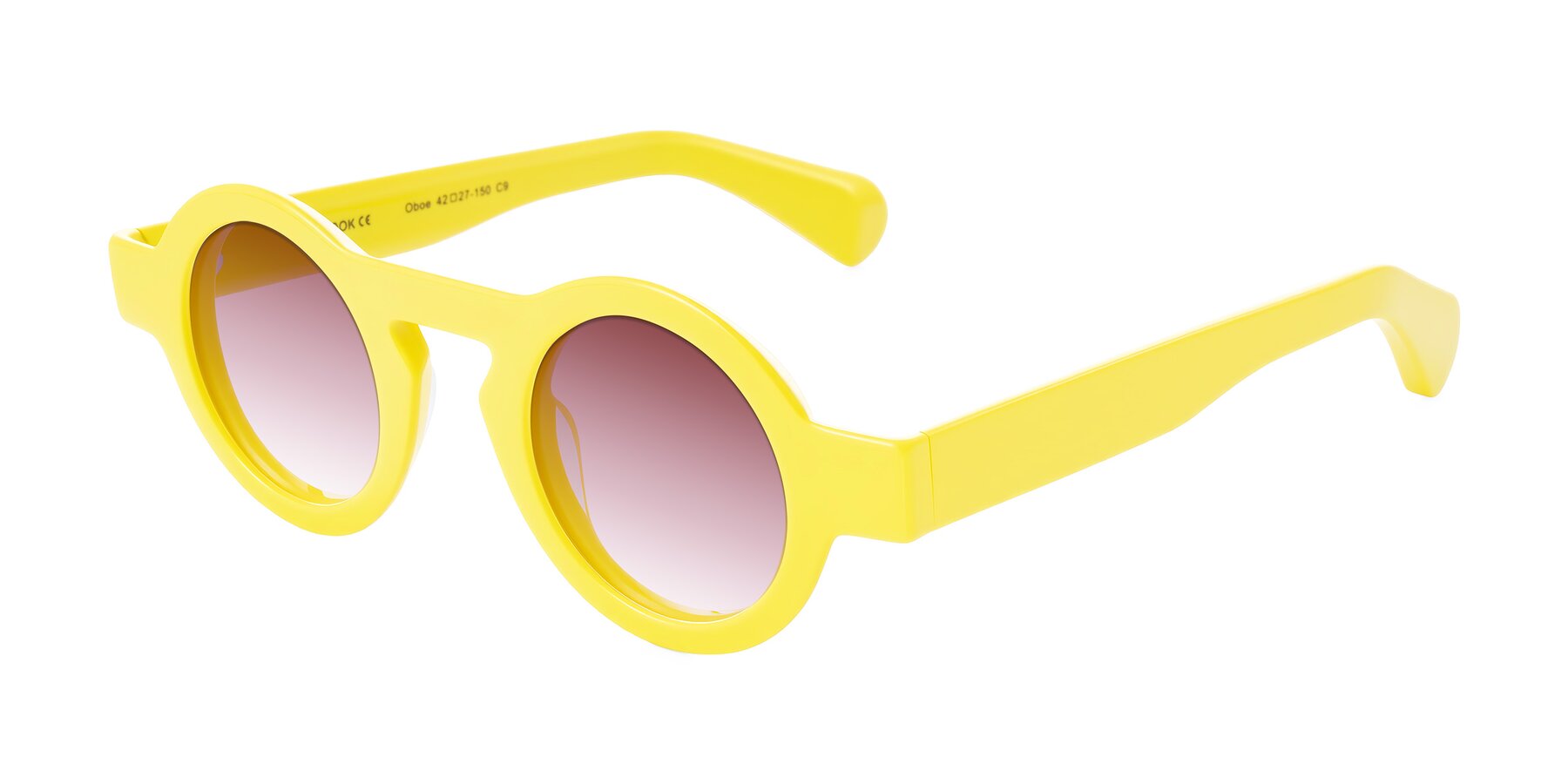 Angle of Oboe in Lemon Yellow with Garnet Gradient Lenses