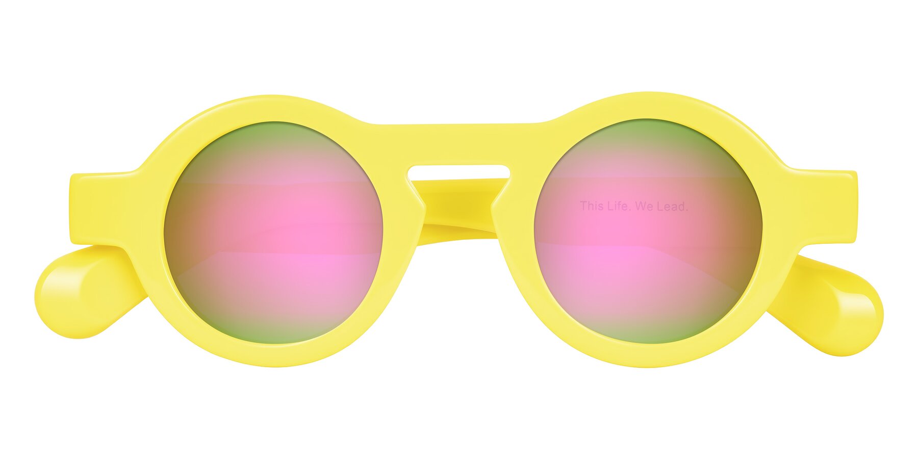 Folded Front of Oboe in Lemon Yellow with Pink Mirrored Lenses