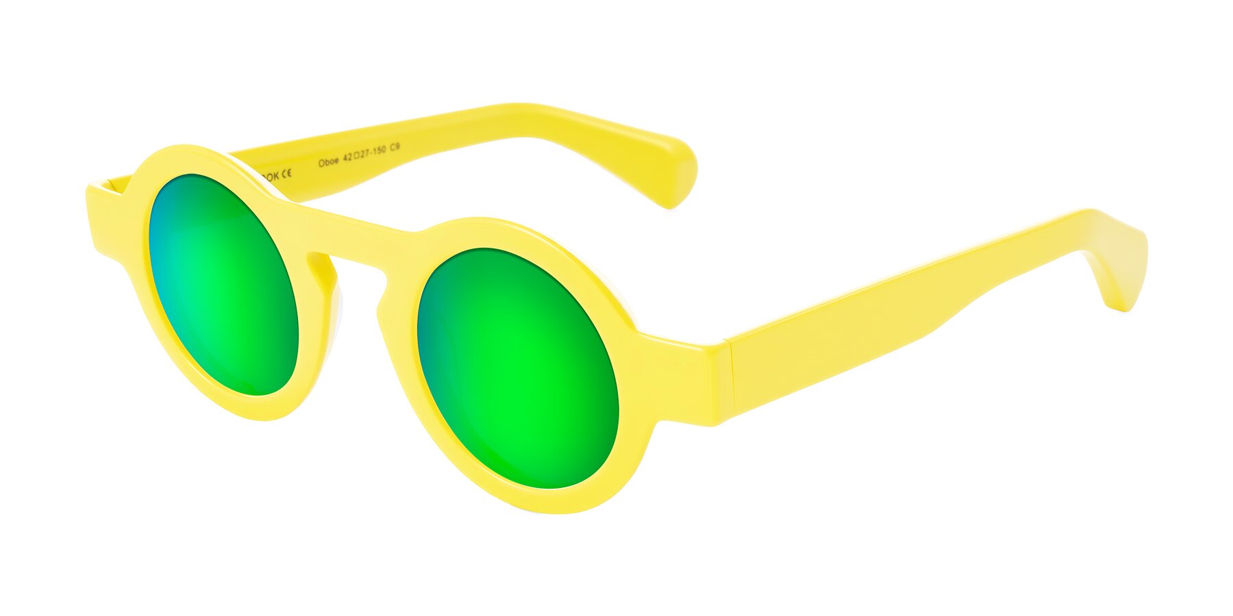 Angle of Oboe in Lemon Yellow with Green Mirrored Lenses