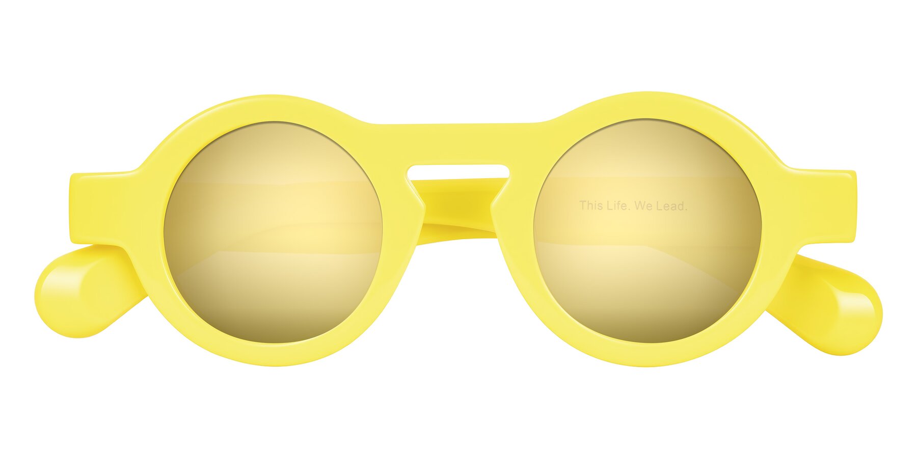 Folded Front of Oboe in Lemon Yellow with Gold Mirrored Lenses