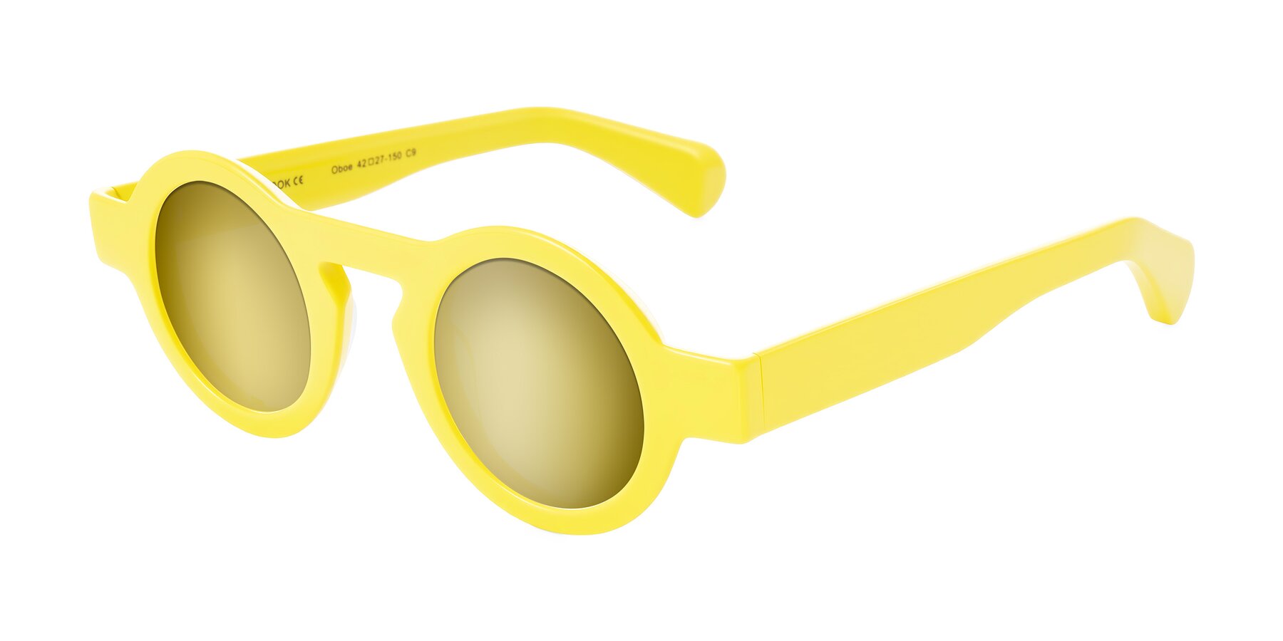 Angle of Oboe in Lemon Yellow with Gold Mirrored Lenses