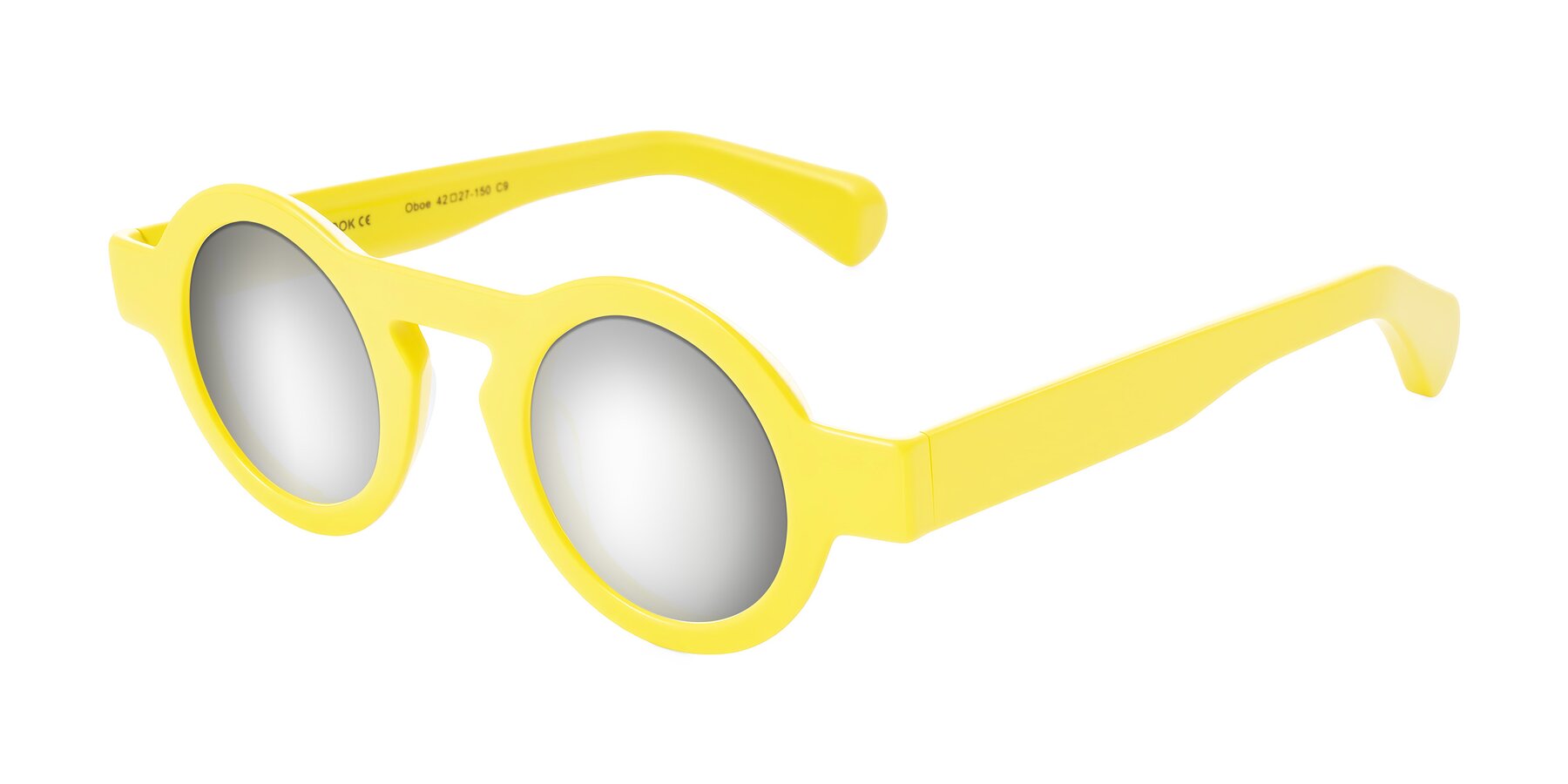 Angle of Oboe in Lemon Yellow with Silver Mirrored Lenses