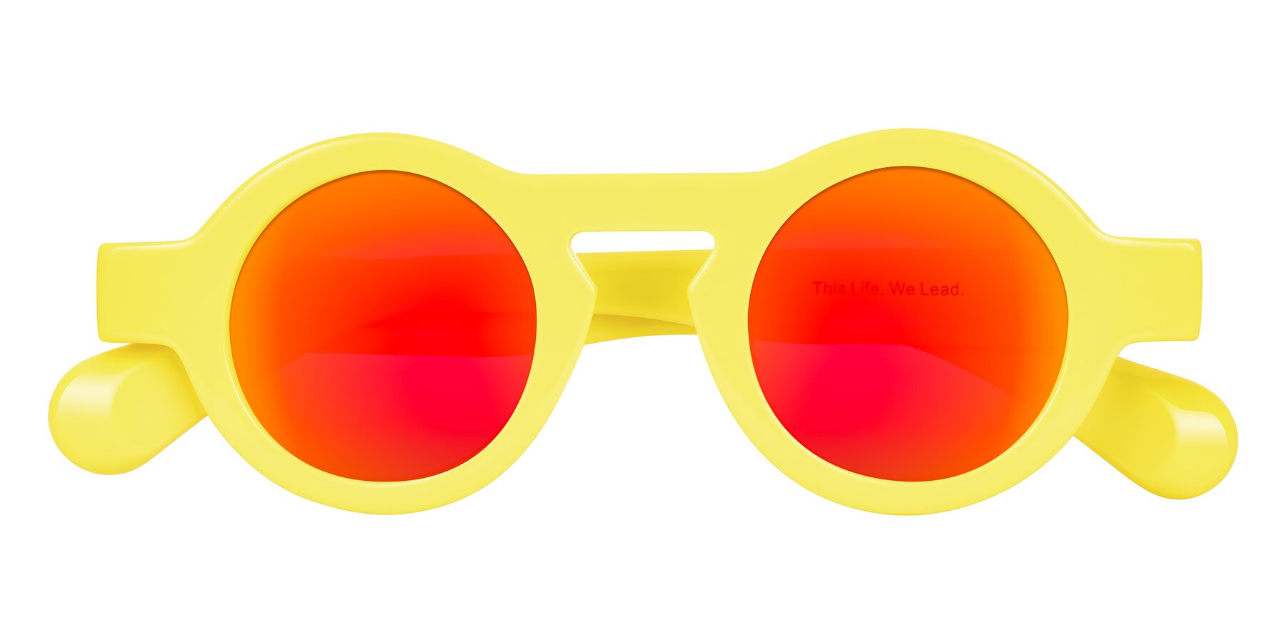 Folded Front of Oboe in Lemon Yellow with Red Gold Mirrored Lenses