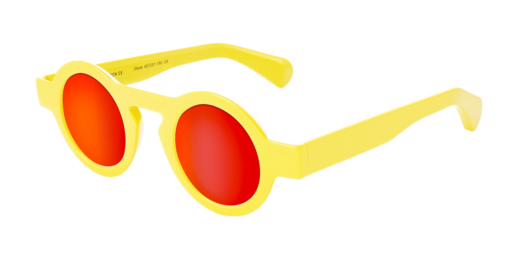 Angle of Oboe in Lemon Yellow with Red Gold Mirrored Lenses