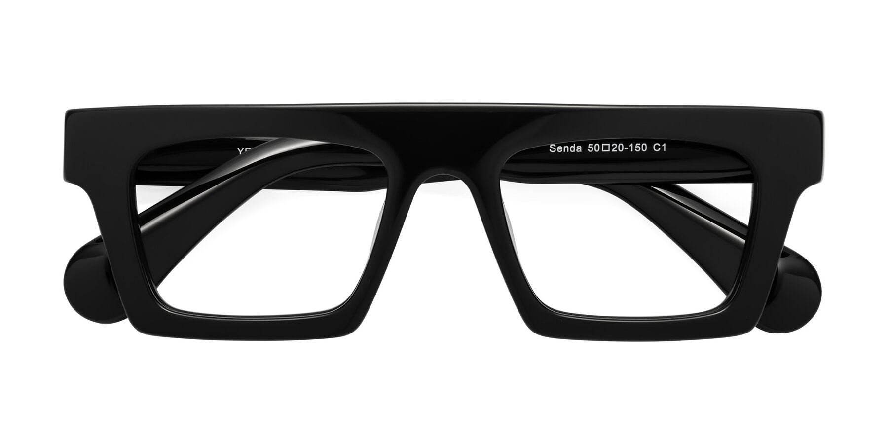 Folded Front of Senda in Black with Clear Blue Light Blocking Lenses