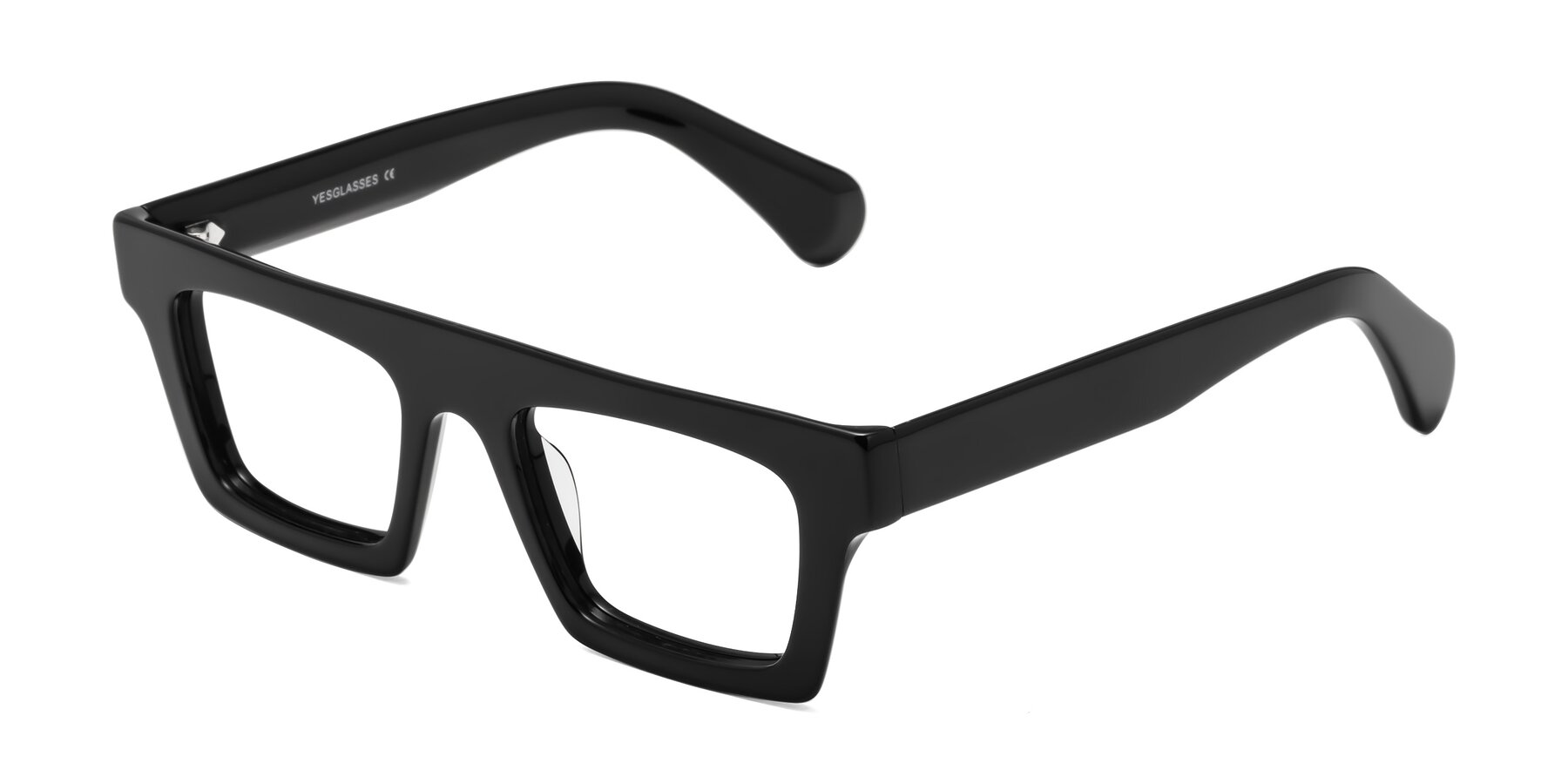 Angle of Senda in Black with Clear Blue Light Blocking Lenses