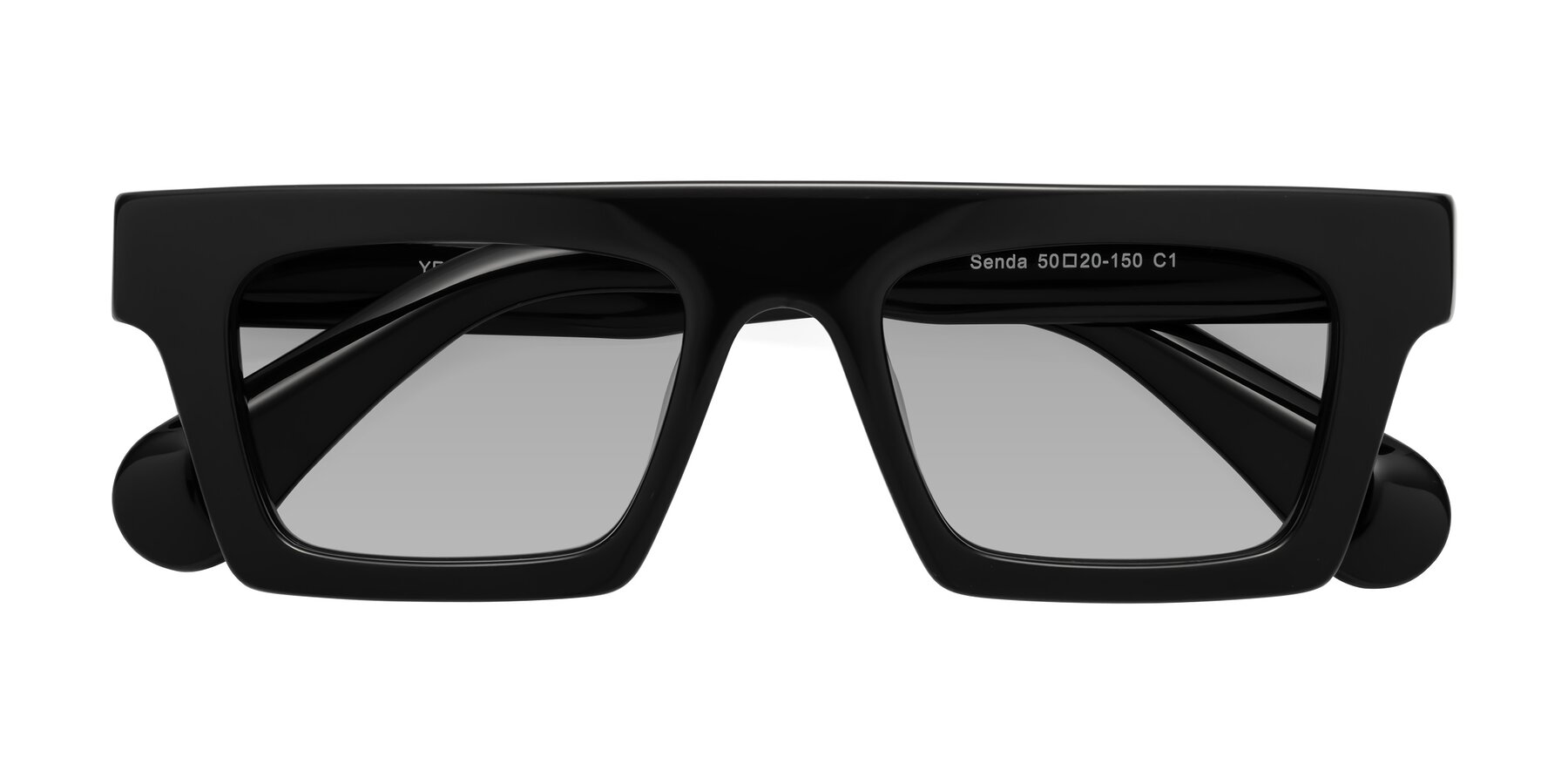 Folded Front of Senda in Black with Light Gray Tinted Lenses