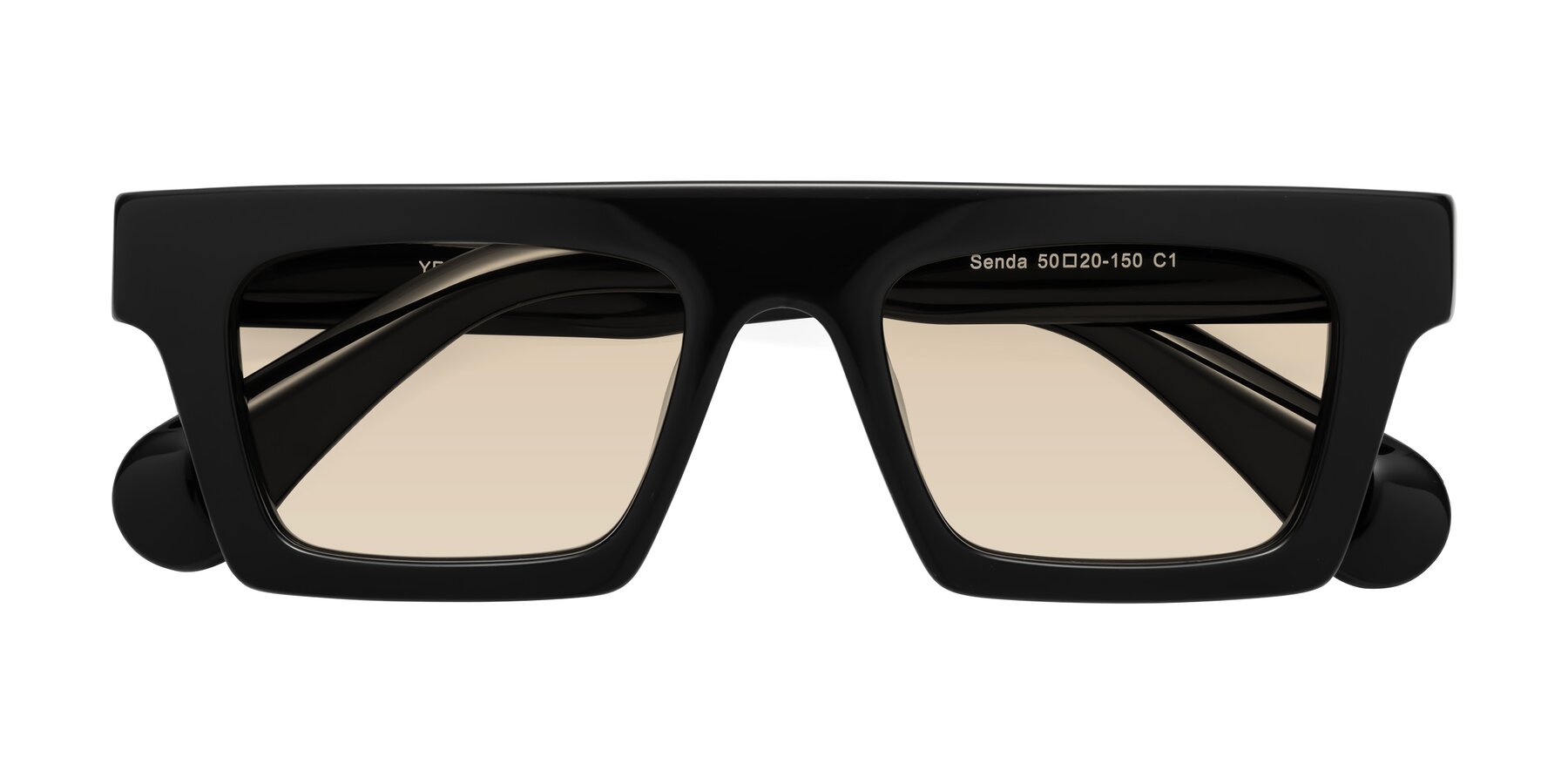 Folded Front of Senda in Black with Light Brown Tinted Lenses