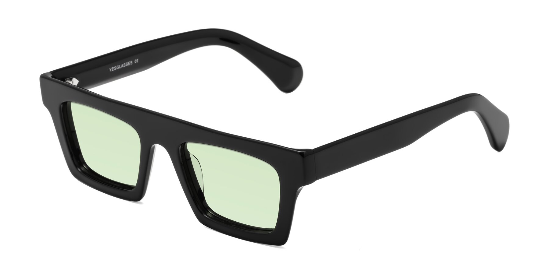 Angle of Senda in Black with Light Green Tinted Lenses