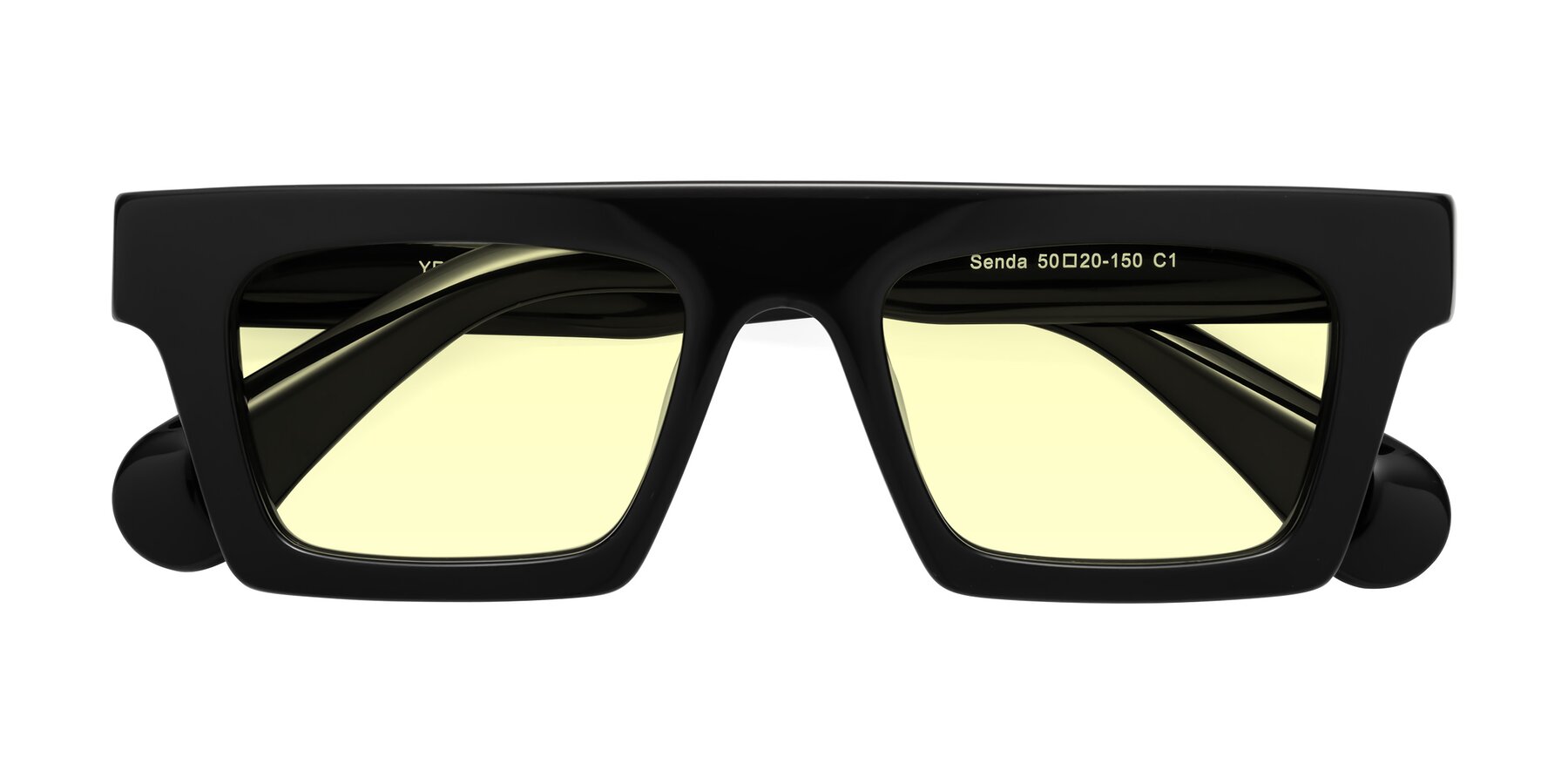 Folded Front of Senda in Black with Light Yellow Tinted Lenses