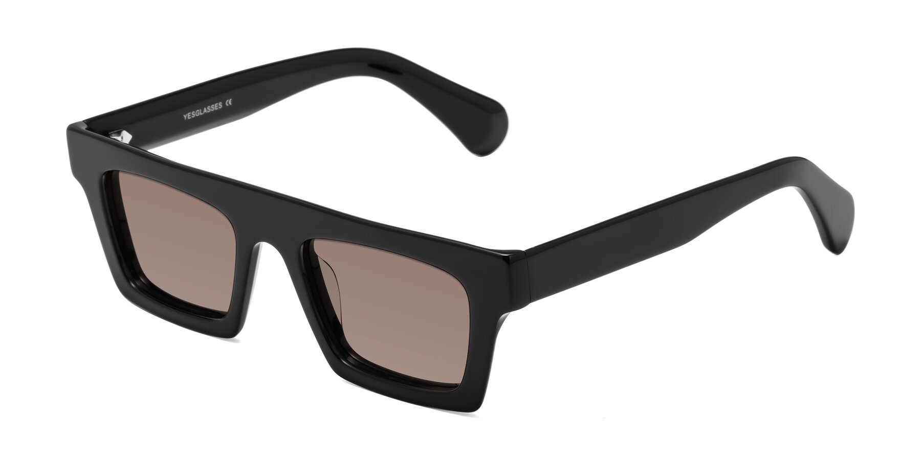 Angle of Senda in Black with Medium Brown Tinted Lenses