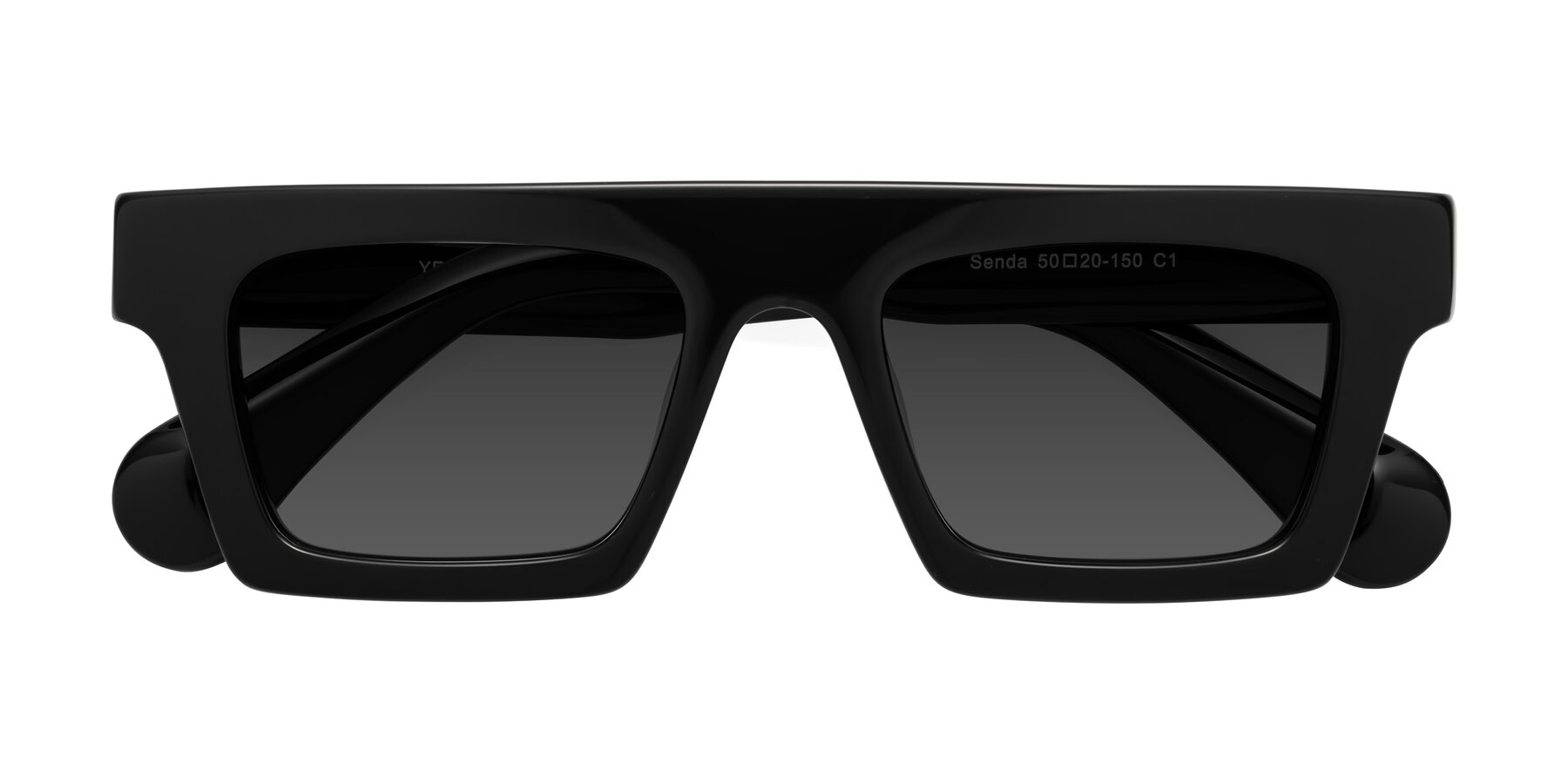 Folded Front of Senda in Black with Gray Tinted Lenses