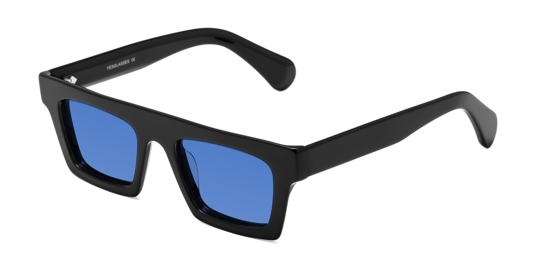 Angle of Senda in Black with Blue Tinted Lenses