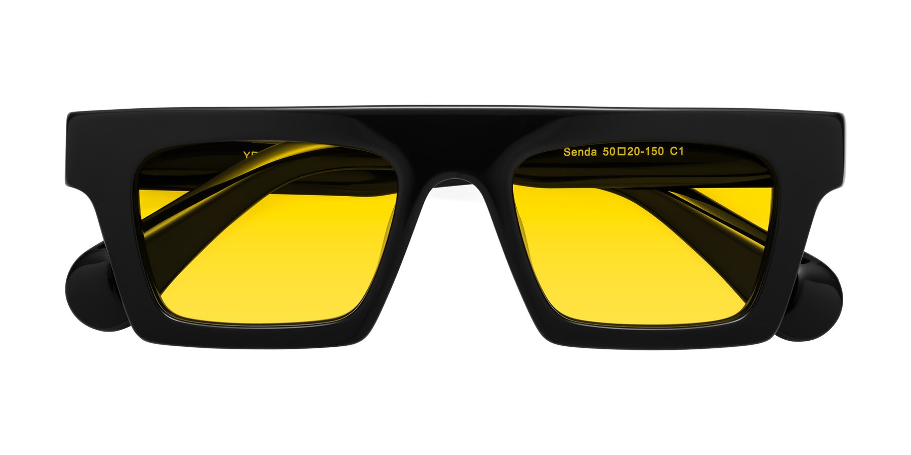 Folded Front of Senda in Black with Yellow Tinted Lenses