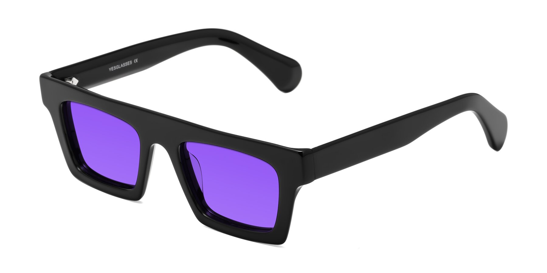 Angle of Senda in Black with Purple Tinted Lenses