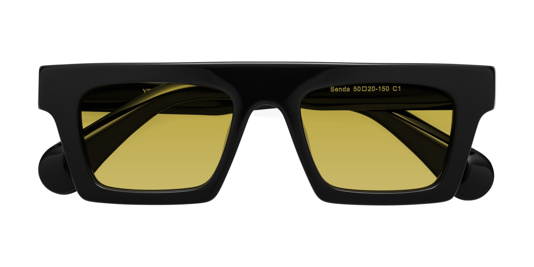 Folded Front of Senda in Black with Champagne Tinted Lenses