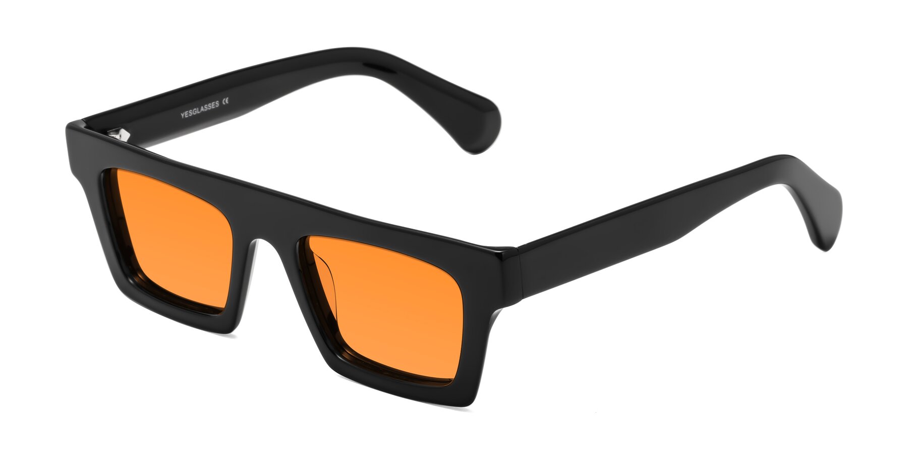 Angle of Senda in Black with Orange Tinted Lenses