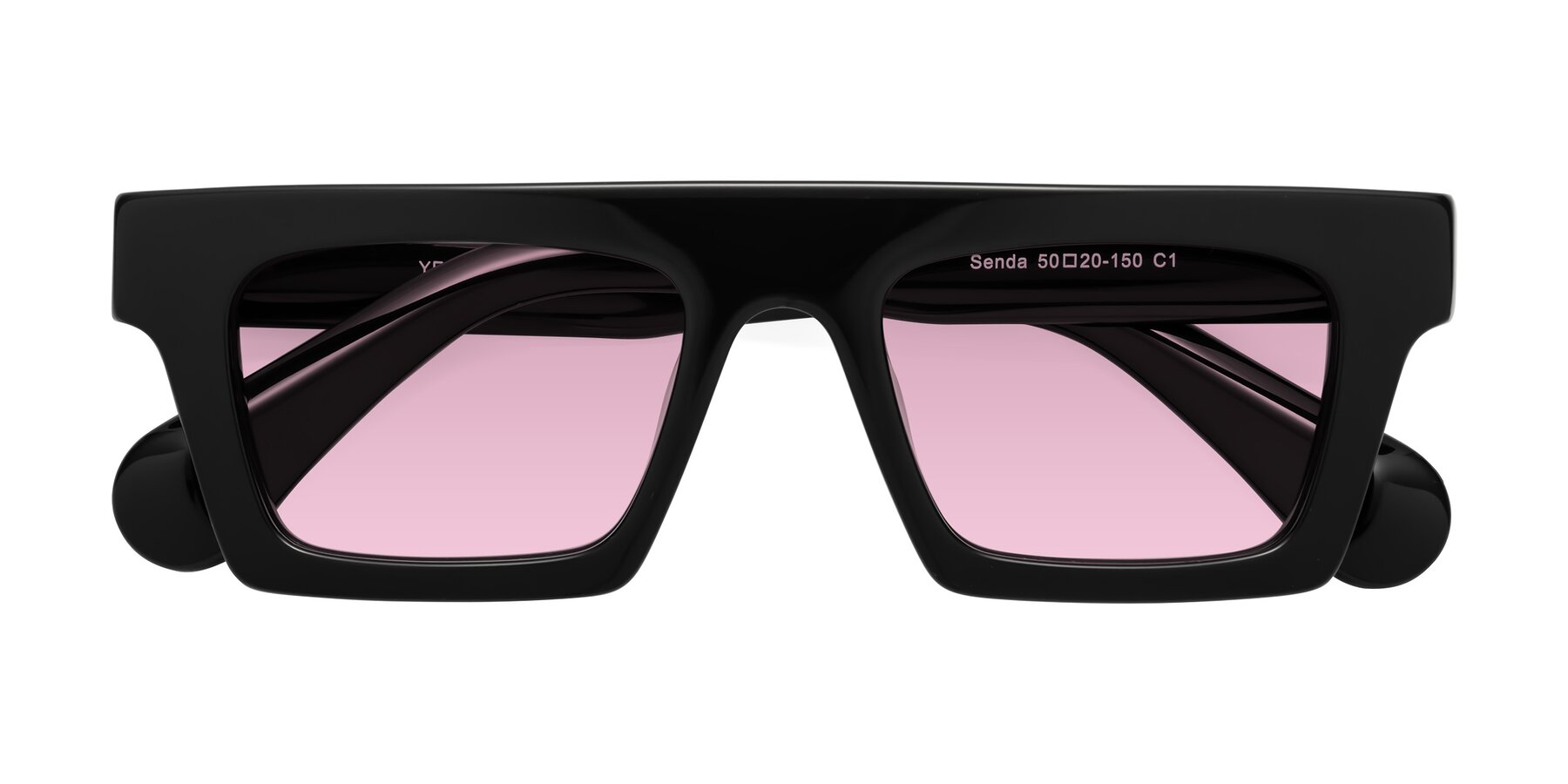 Folded Front of Senda in Black with Light Wine Tinted Lenses