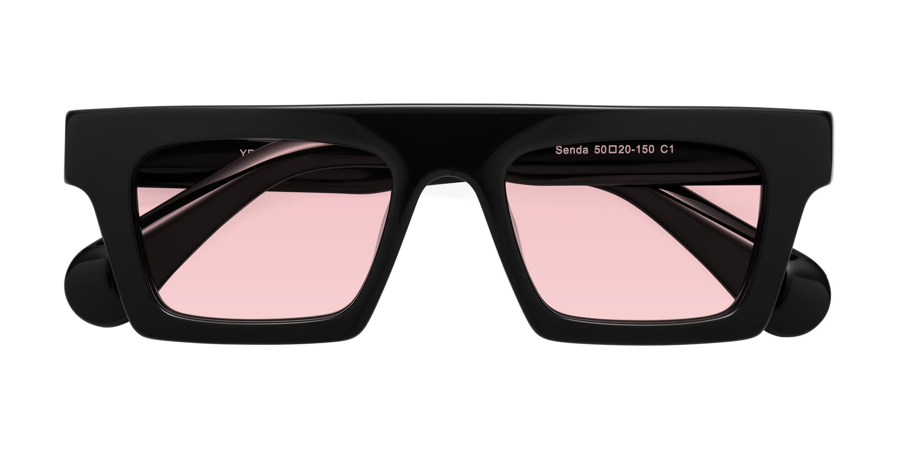 Folded Front of Senda in Black with Light Garnet Tinted Lenses