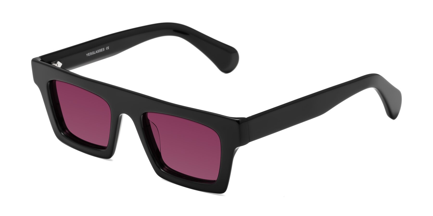 Angle of Senda in Black with Wine Tinted Lenses