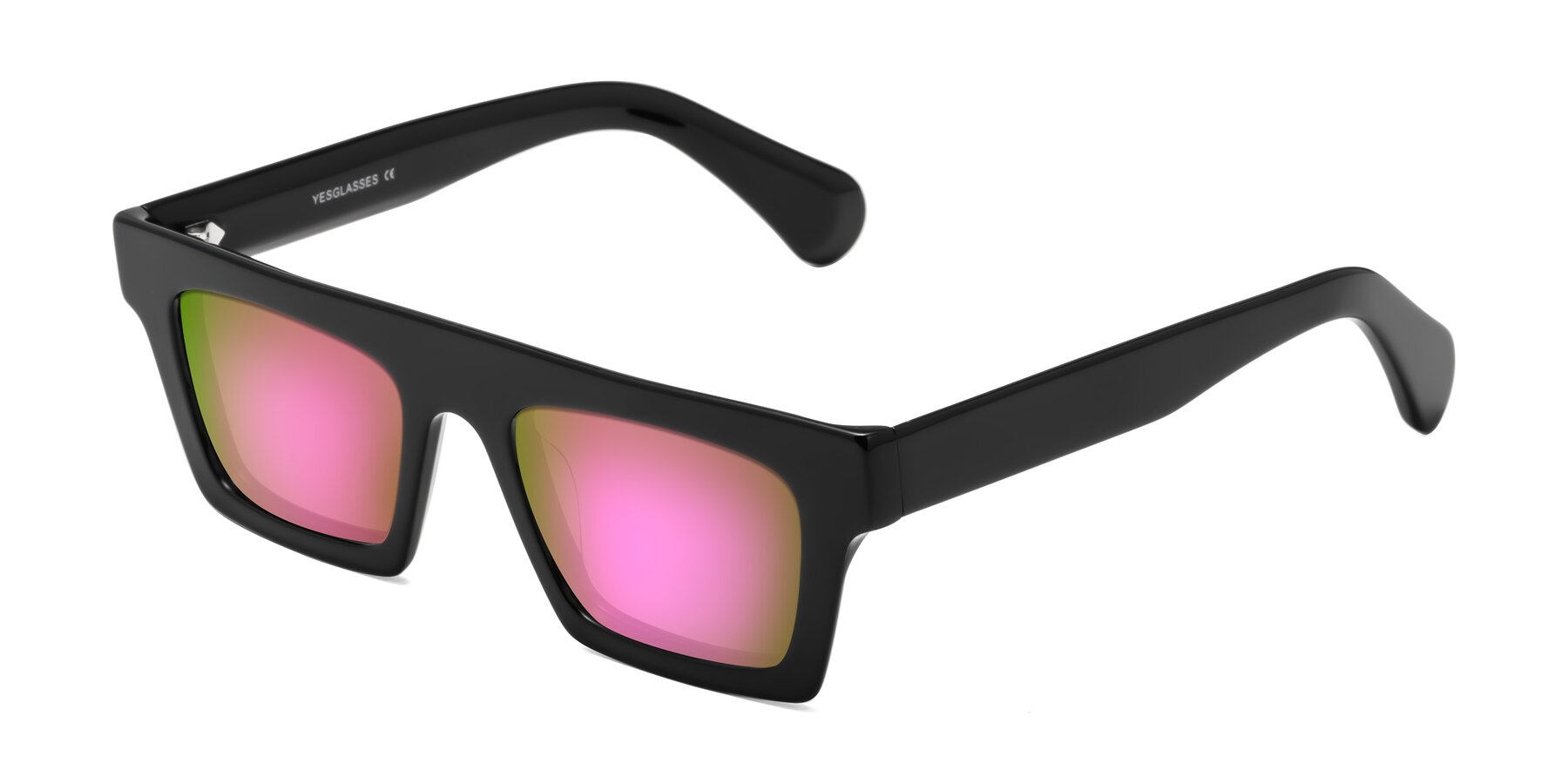 Angle of Senda in Black with Pink Mirrored Lenses